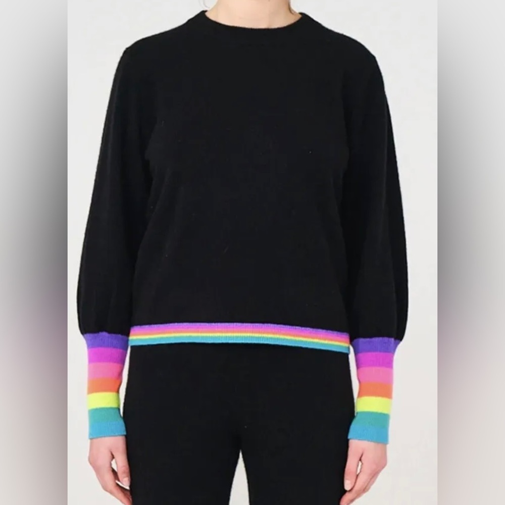 Brodie Cashmere Rainbow Cuff Balloon Sleeve Cashmere Sweater XS
